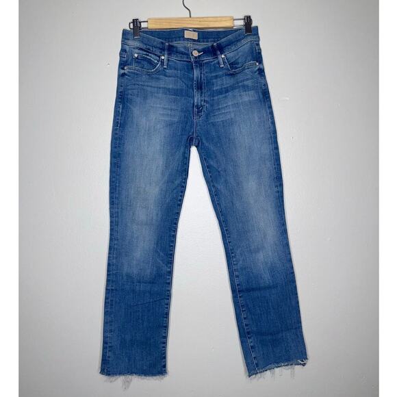 Mother Rascal Ankle Snippet Straight Leg Jeans Light Blue Wash Size 29 - Picture 2 of 7